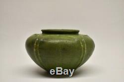 Antique Art Nouveau Grueby Green Five Leaf Pottery Vase