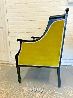 Antique Art Nouveau Inlaid Ebonised & Upholstered Chair Armchair (Can Deliver)