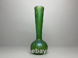 Antique Art Nouveau Iridescent green kralik glass vase