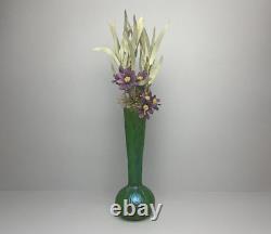 Antique Art Nouveau Iridescent green kralik glass vase