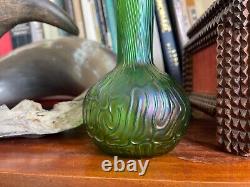 Antique Art Nouveau Iridescent green kralik glass vase