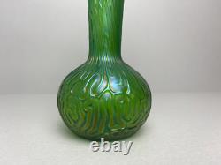Antique Art Nouveau Iridescent green kralik glass vase