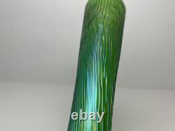 Antique Art Nouveau Iridescent green kralik glass vase