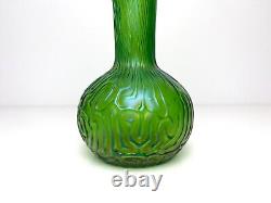 Antique Art Nouveau Iridescent green kralik glass vase