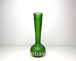 Antique Art Nouveau Iridescent green kralik glass vase