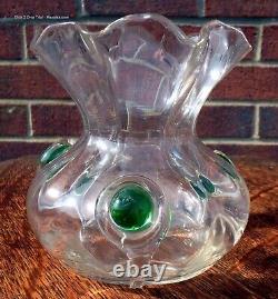 Antique Art Nouveau James Powell Whitefriars green art glass posy flower vase