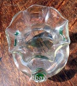 Antique Art Nouveau James Powell Whitefriars green art glass posy flower vase