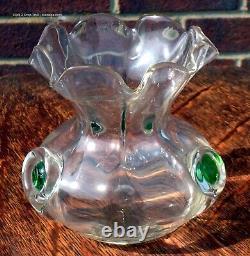 Antique Art Nouveau James Powell Whitefriars green art glass posy flower vase