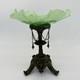 Antique Art Nouveau Jefferson Green Glass Centerpiece Bowl On Ornate Brass Stand
