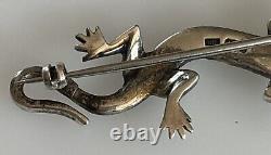 Antique Art Nouveau Jugenstil Lizard Brooch Silver 935 Martin Mayer Germany Rare