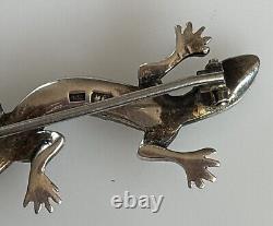 Antique Art Nouveau Jugenstil Lizard Brooch Silver 935 Martin Mayer Germany Rare