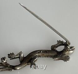 Antique Art Nouveau Jugenstil Lizard Brooch Silver 935 Martin Mayer Germany Rare