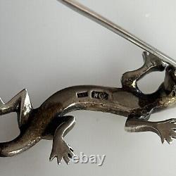 Antique Art Nouveau Jugenstil Lizard Brooch Silver 935 Martin Mayer Germany Rare