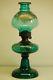 Antique Art Nouveau Kerosene Oil Emerald Green Sandwich Riverside Glass Co. Lamp