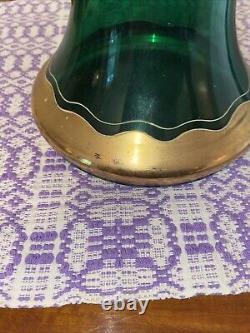 Antique Art Nouveau Legras Mont Joye Green Glass Vase Gold Floral. Elegant. #e5