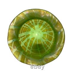 Antique Art Nouveau Loetz Crete Pampas Green Iridescent Art Glass Vase