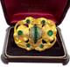 Antique Art Nouveau Lrg Lily Pads Brooch Gold Filled Green Emerald Clr Cut Paste