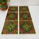Antique Art Nouveau Majolica Tiles C1900 Green Brown Floral 15cm Made In England