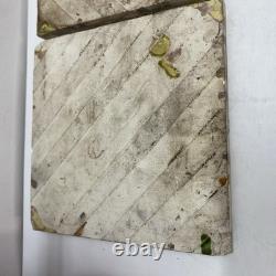 Antique Art Nouveau Majolica Tiles c1900 Green Brown Floral 15cm Made in England