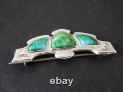 Antique Art Nouveau Marples & Beasley Solid Silver Enamel Brooch Birmingham 1909