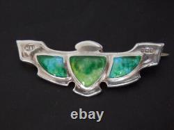 Antique Art Nouveau Marples & Beasley Solid Silver Enamel Brooch Birmingham 1909