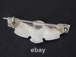 Antique Art Nouveau Marples & Beasley Solid Silver Enamel Brooch Birmingham 1909