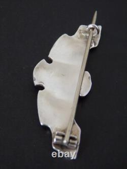 Antique Art Nouveau Marples & Beasley Solid Silver Enamel Brooch Birmingham 1909