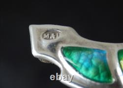 Antique Art Nouveau Marples & Beasley Solid Silver Enamel Brooch Birmingham 1909