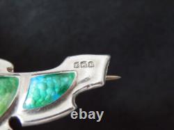 Antique Art Nouveau Marples & Beasley Solid Silver Enamel Brooch Birmingham 1909