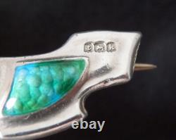 Antique Art Nouveau Marples & Beasley Solid Silver Enamel Brooch Birmingham 1909