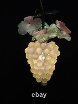 Antique Art Nouveau Murano Czech Fruit Grape Cluster Chandelier Pendant Lamp A2