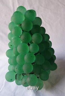 Antique Art Nouveau Murano Czech Glass Grape Cluster Fruit Lamp Shade, Green