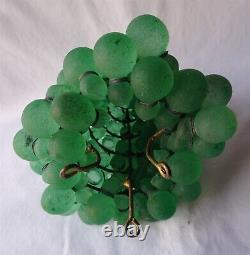Antique Art Nouveau Murano Czech Glass Grape Cluster Fruit Lamp Shade, Green