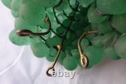 Antique Art Nouveau Murano Czech Glass Grape Cluster Fruit Lamp Shade, Green