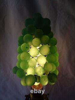 Antique Art Nouveau Murano Czech Glass Grape Cluster Fruit Lamp Shade, Green