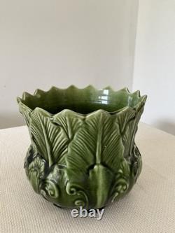 Antique Art Nouveau New Leaf Pottery Jardinière Handcrafted Floral Design