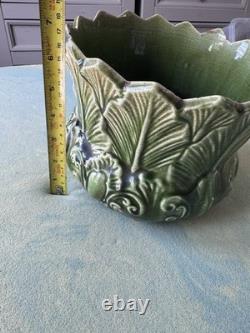 Antique Art Nouveau New Leaf Pottery Jardinière Handcrafted Floral Design