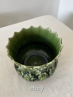 Antique Art Nouveau New Leaf Pottery Jardinière Handcrafted Floral Design