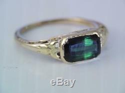 Antique Art Nouveau Ob Ostby & Barton 10k Gold Green Tourmaline Stone Ring