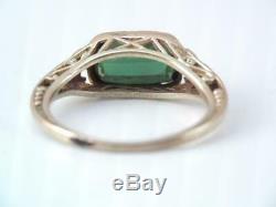 Antique Art Nouveau Ob Ostby & Barton 10k Gold Green Tourmaline Stone Ring