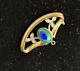 Antique Art Nouveau Ormolu Peacock Eye Glass & Seed Pearl Brooch