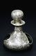 Antique Art Nouveau Perfume Bottle Green Glass And Fine Silver Overlay 999/1000