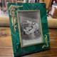 Antique Art Nouveau Picture Frame Green Malachite Stone Gold Vermeil With Photo