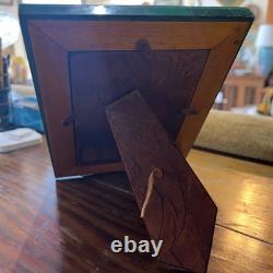 Antique Art Nouveau Picture Frame Green Malachite Stone Gold Vermeil with Photo