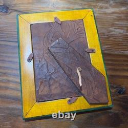 Antique Art Nouveau Picture Frame Green Malachite Stone Gold Vermeil with Photo