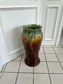 Antique Art Nouveau Roseville Blended Majolica Umbrella Stick Stand Ca1900