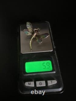 Antique Art Nouveau Silver Dragonfly Brooch hair pin pforzheim By Meyle Mayer