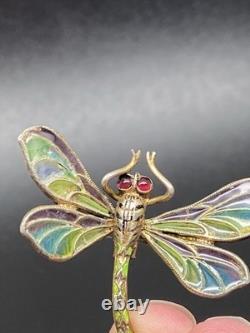 Antique Art Nouveau Silver Dragonfly Brooch hair pin pforzheim By Meyle Mayer