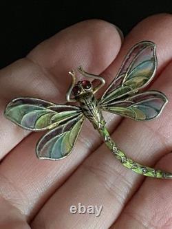 Antique Art Nouveau Silver Dragonfly Brooch hair pin pforzheim By Meyle Mayer