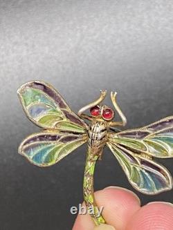 Antique Art Nouveau Silver Dragonfly Brooch hair pin pforzheim By Meyle Mayer